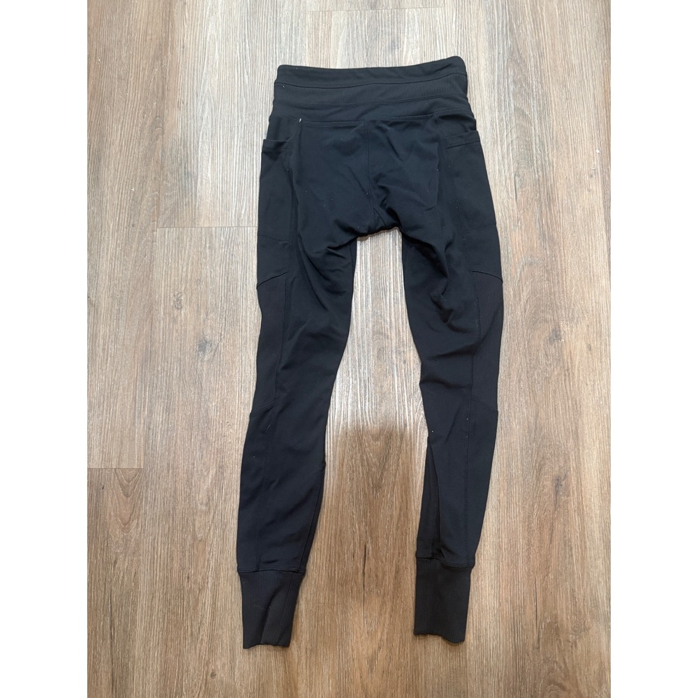 Athleta Black Ribbed Moto High Rise Leggings with Pockets XS
